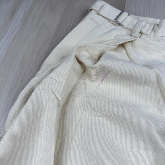 After Pray Mens Ivory Waistband Belted Pleated Straight Leg Chino Pants Large - Picture 7 of 14